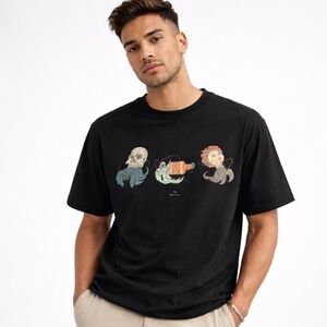 PS Paul Smith Men’s Black Graphic T-Shirt 100% Organic Cotton XXL